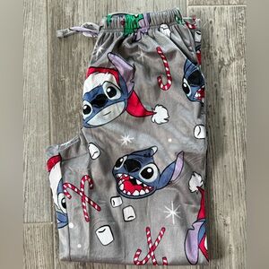 Men’s lounge Disney stitch Gray Pajama Bottoms Christmas hot coco Santa (medium)